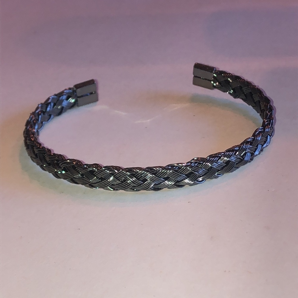 Braided Black Metal Boho Cuff Bracelet